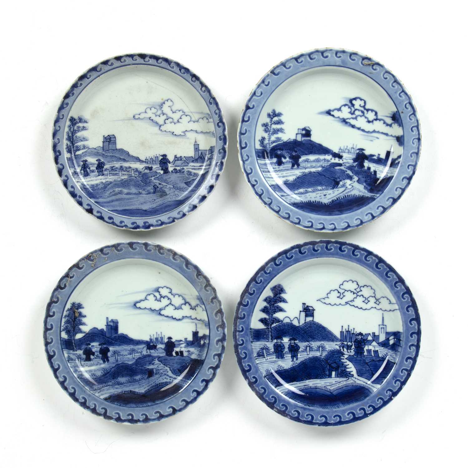 Lot 11 - Set of four blue and white ‘Sheveningen'...