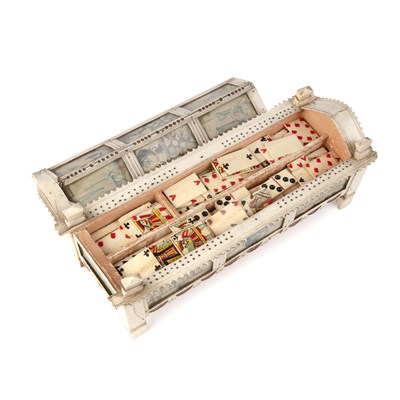 Lot 8 - A Napoleonic prisoner of war games box,...