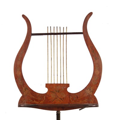 Lot 119 - An Edwardian satinwood music stand, the lyre...