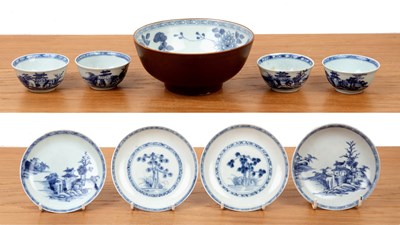 Lot 19 - Group of nine blue and white vessels Chinese,...