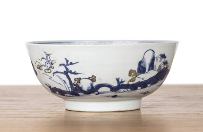 Lot 20 - Blue and white bowl Chinese, Kangxi with a...