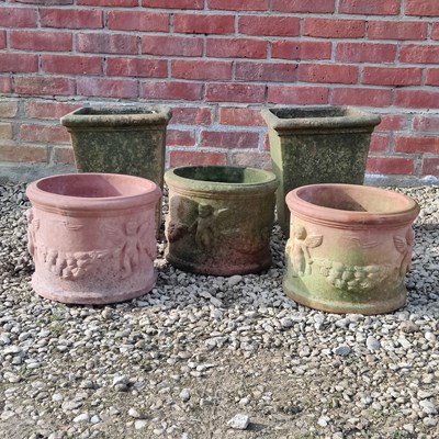 Lot 1509 - A group of five terracotta flowerpots