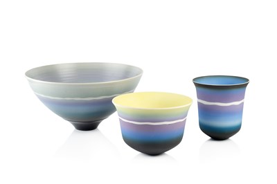 Lot 695 - Peter Lane (b.1932) Group of two bowls and a...