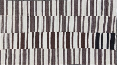 Lot 1407 - Two similar vintage felt, striped carpets