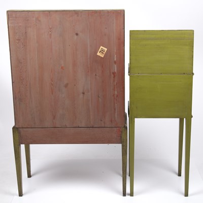Lot 2 - An Edwardian waterfall bookcase with green...