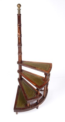 Lot 3 - 20th century yew wood library steps, 45cm wide...