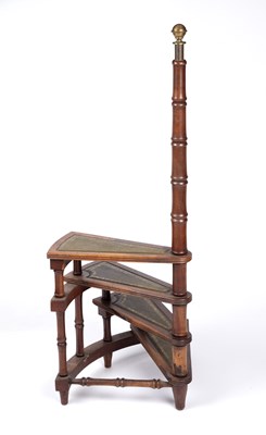 Lot 3 - 20th century yew wood library steps, 45cm wide...