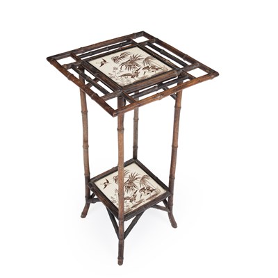 Lot 145 - A back tile inset bamboo plant stand 38cm...