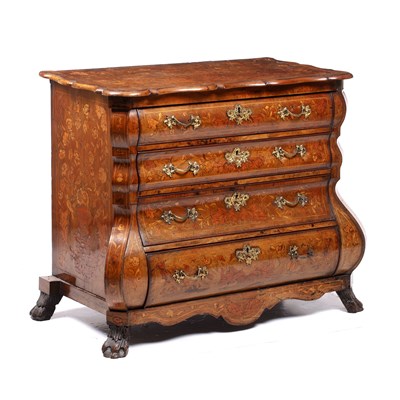 Lot 21 - A late 18th century Dutch marquetry Bombe...
