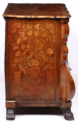 Lot 21 - A late 18th century Dutch marquetry bombé chest of drawers