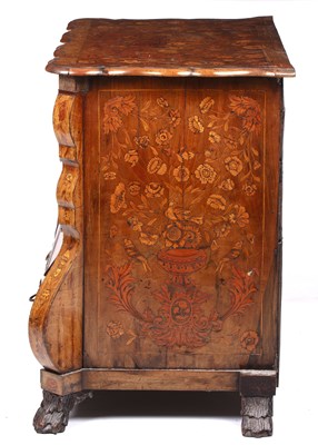 Lot 21 - A late 18th century Dutch marquetry bombé chest of drawers