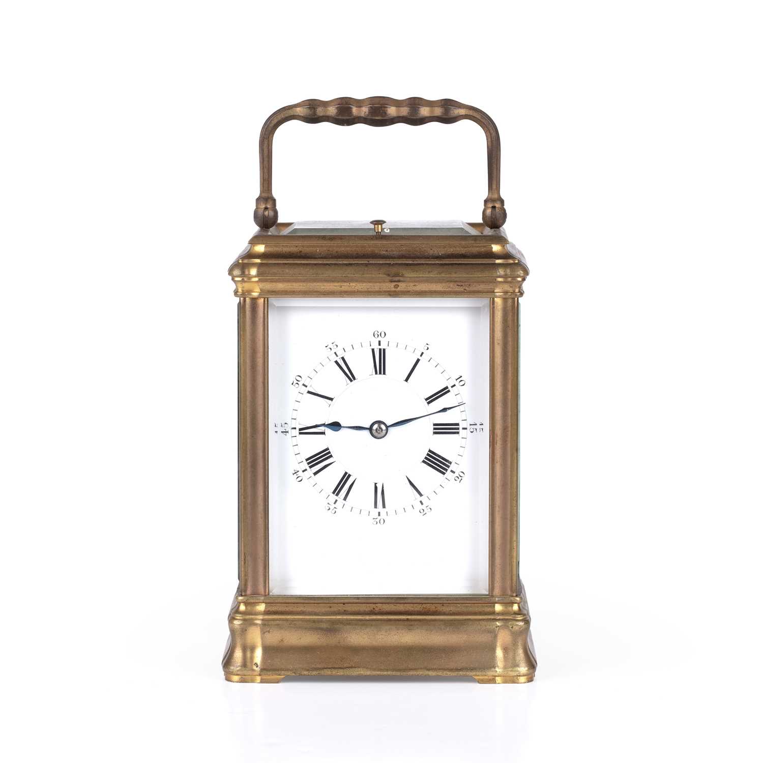 Lot 23 - A late 19th century French carriage clock, the...