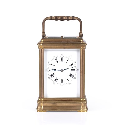 Lot 23 - A late 19th century French carriage clock,...