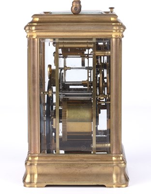 Lot 23 - A late 19th century French carriage clock, the...
