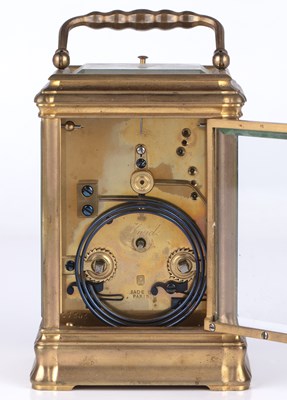 Lot 23 - A late 19th century French carriage clock, the...