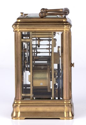 Lot 23 - A late 19th century French carriage clock, the...