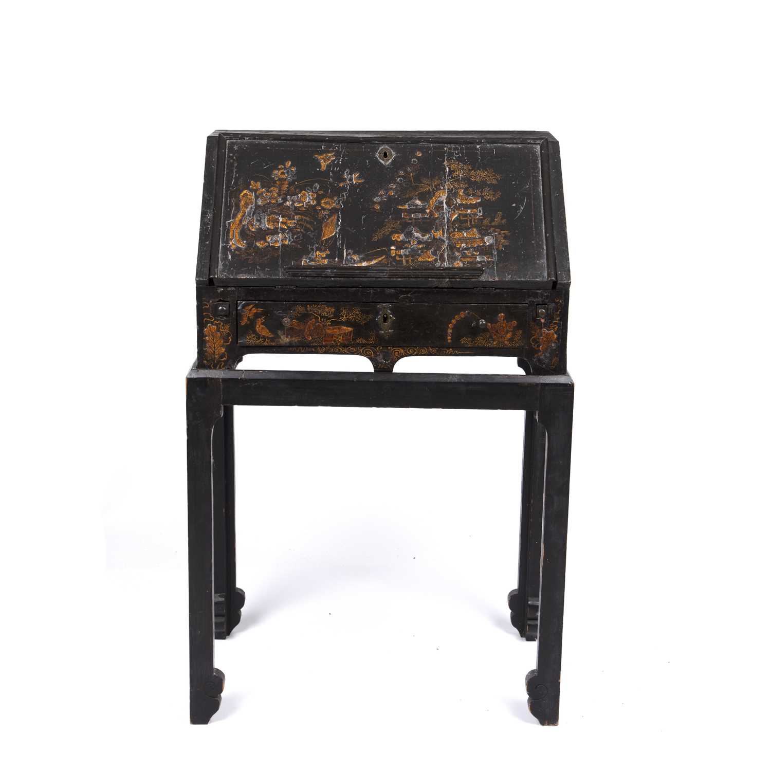 Lot 26 - A Regency chinoiserie lacquered bureau of...
