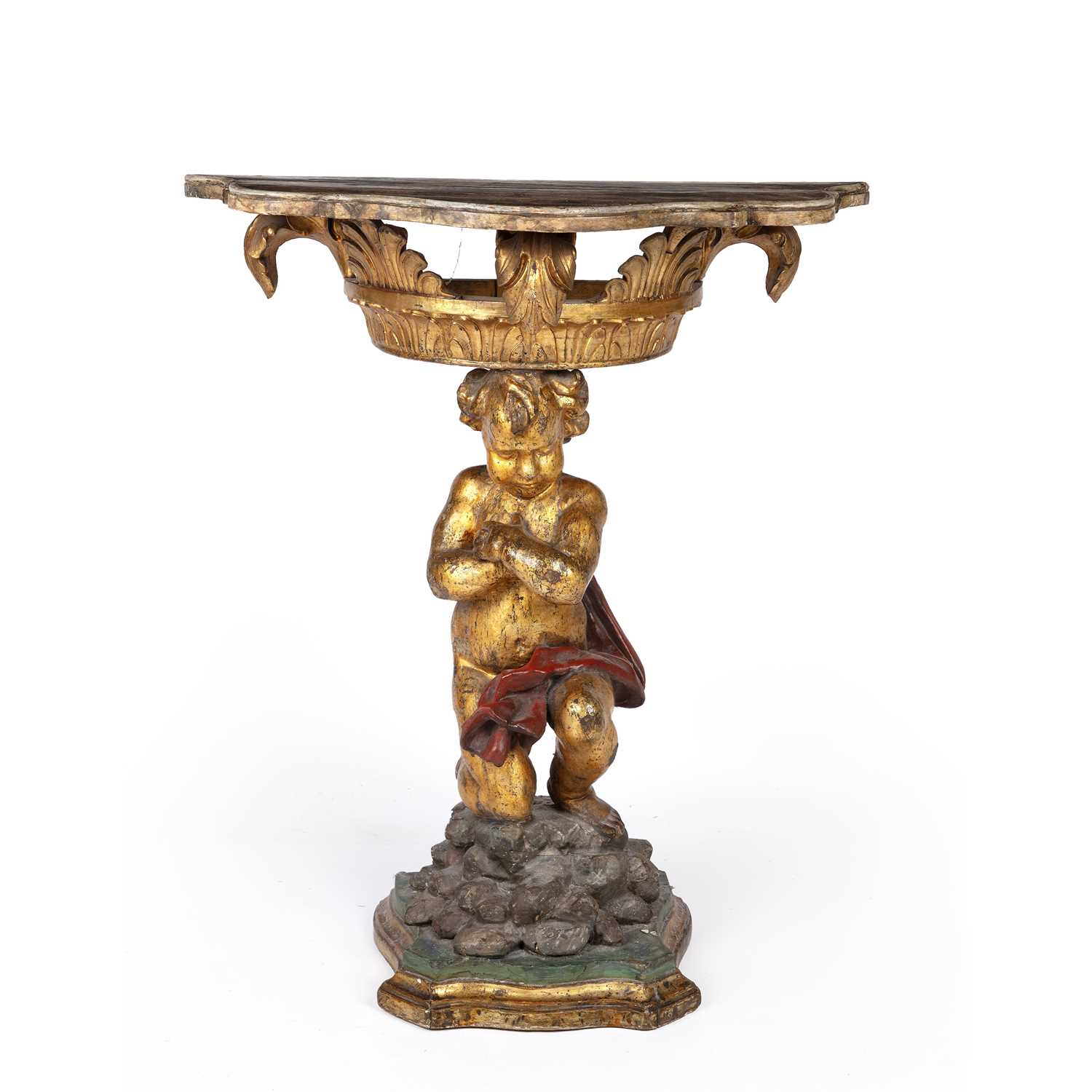 Lot 32 - A 19th century Italian carved giltwood console...
