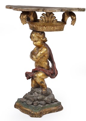 Lot 32 - A 19th century Italian carved giltwood console...
