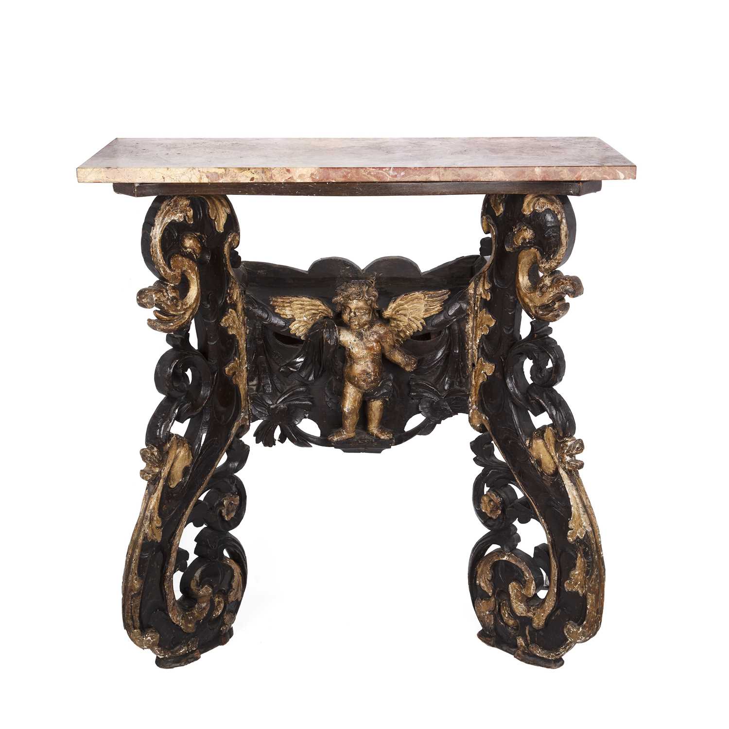 Lot 33 - An antique Italian carved giltwood console...