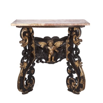 Lot 33 - An antique Italian carved giltwood console...