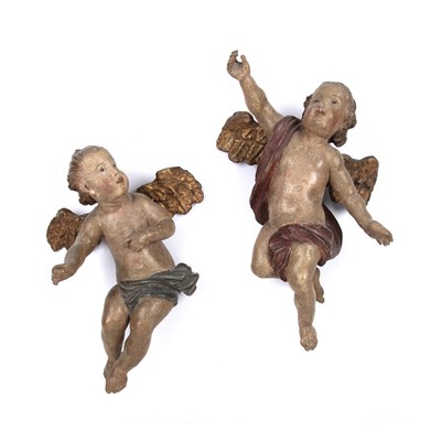 Lot Two 18th century Italian carved and painted...
