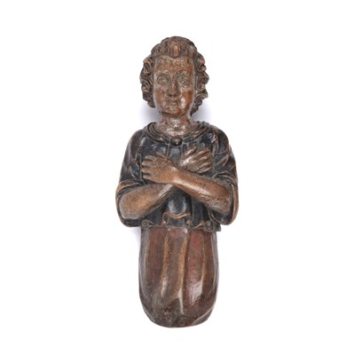 Lot 35 - A 17th or 18th century polychromed carved wood...