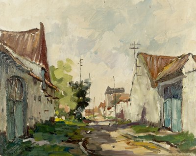 Lot 44 - Impressionist School Shaded Lane in a Village...