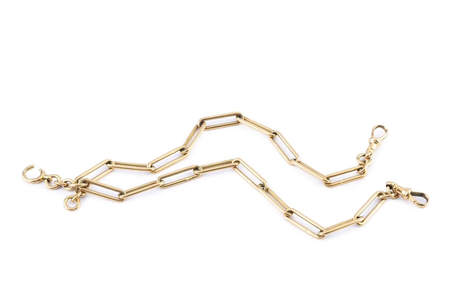 Lot 78 - An 18ct gold Albert chain, of fetter-link...