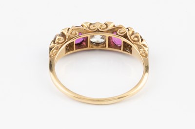 Lot 142 - A ruby and diamond five stone ring,...