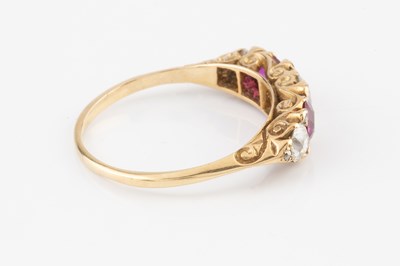 Lot 142 - A ruby and diamond five stone ring,...