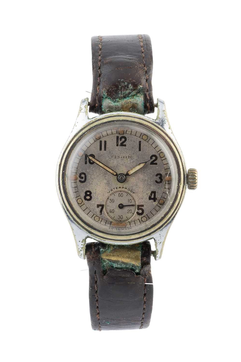 Lot 252 - A stainless steel military wristwatch, the...