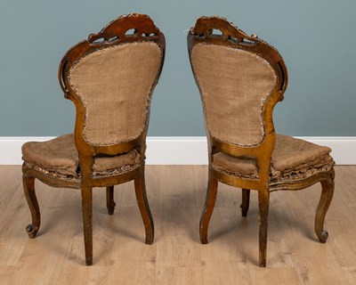 Lot 539 - A pair of 19th century French Rococo-style gilt wood side chairs