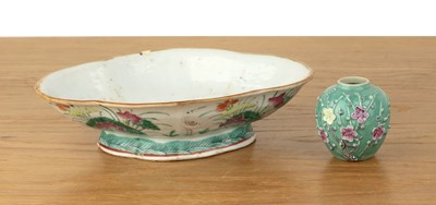 Lot 130 - Famille rose quatrefoil dish Chinese painted...
