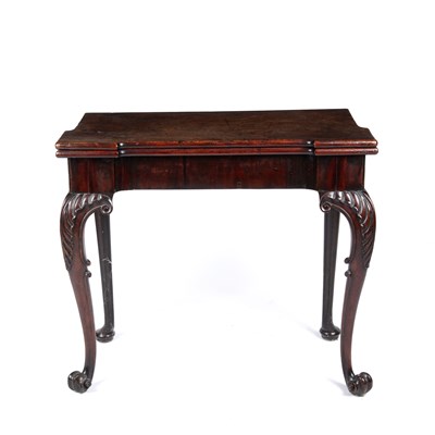 Lot 41 - A George III mahogany fold over card table...