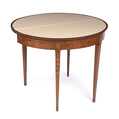 Lot 43 - A George III walnut marquetry inlaid demi lune...