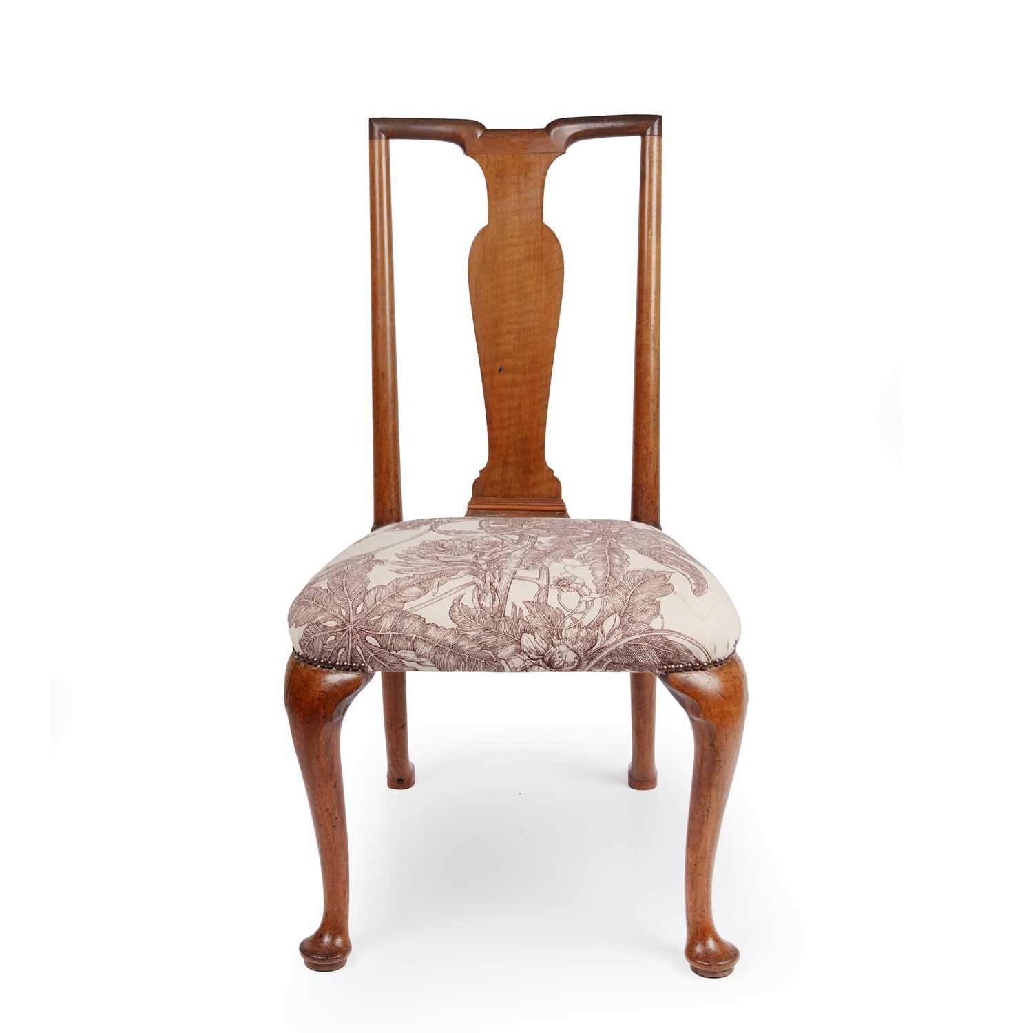 Lot 48 - A George II walnut chair with an upholstered...