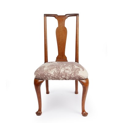 Lot 48 - A George II walnut chair with an upholstered...