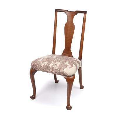 Lot 48 - A George II walnut chair with an upholstered...