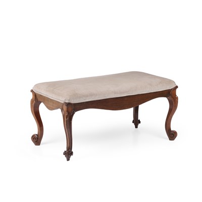 Lot 49 - A 19th century walnut framed upholstered stool...