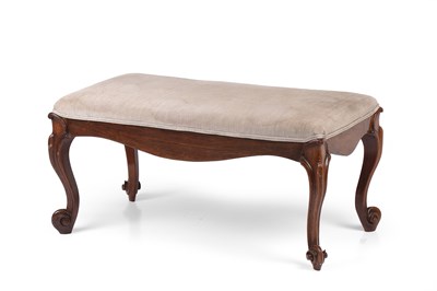 Lot 49 - A 19th century walnut framed upholstered stool...