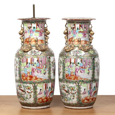 Lot 129 - Two Canton famille rose porcelain vases...