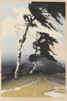 Lot 126 - Oscar Droege (1898-1982) Birches in a Storm...