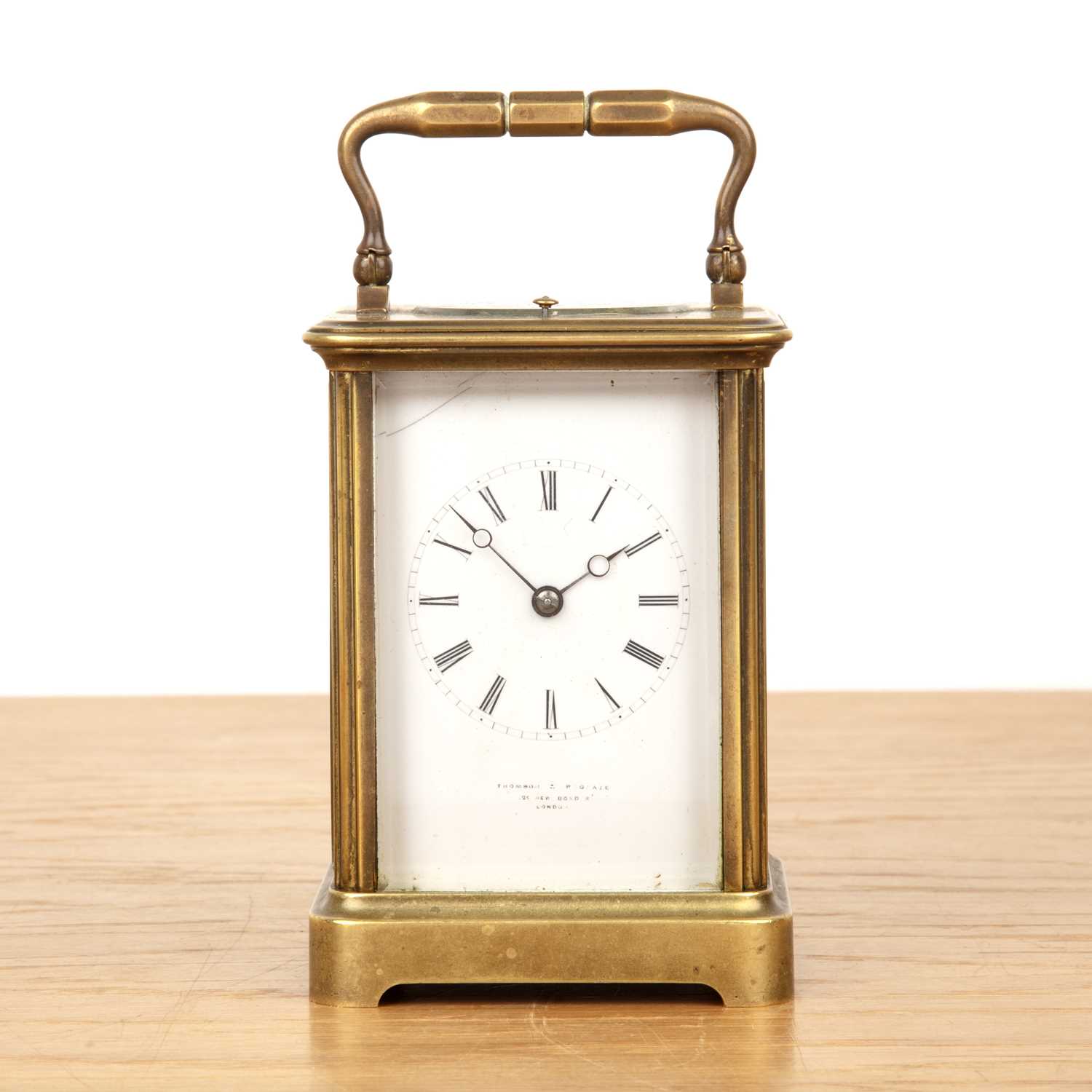 Lot 21 - Carriage clock 19th Century, the white enamel...
