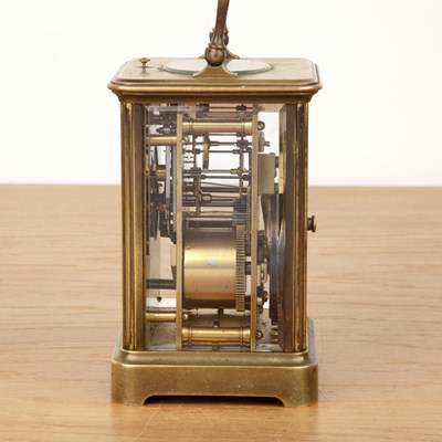 Lot 21 - Carriage clock 19th Century, the white enamel...