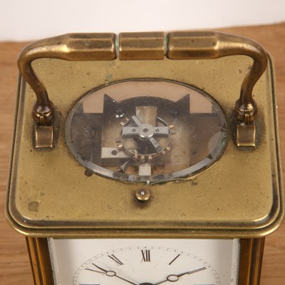 Lot 21 - Carriage clock 19th Century, the white enamel...