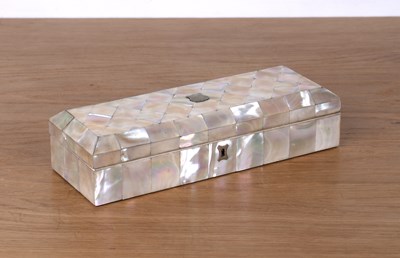 Lot 253 - Mother of pearl rectangular box  19th Century,...