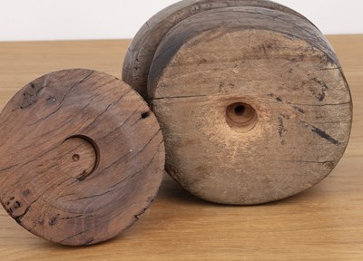 Lot 9 - Milliners hat block oak, possibly 19th Century,...