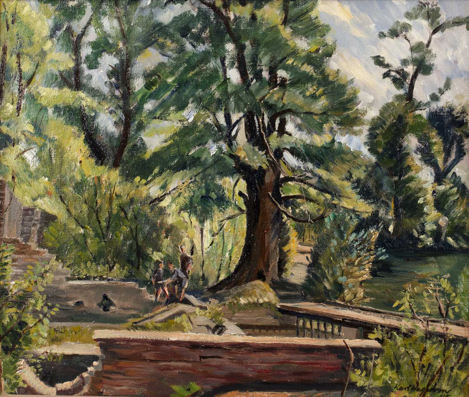 Lot Karl Hag**** (20th Century School) 'Park scene'...