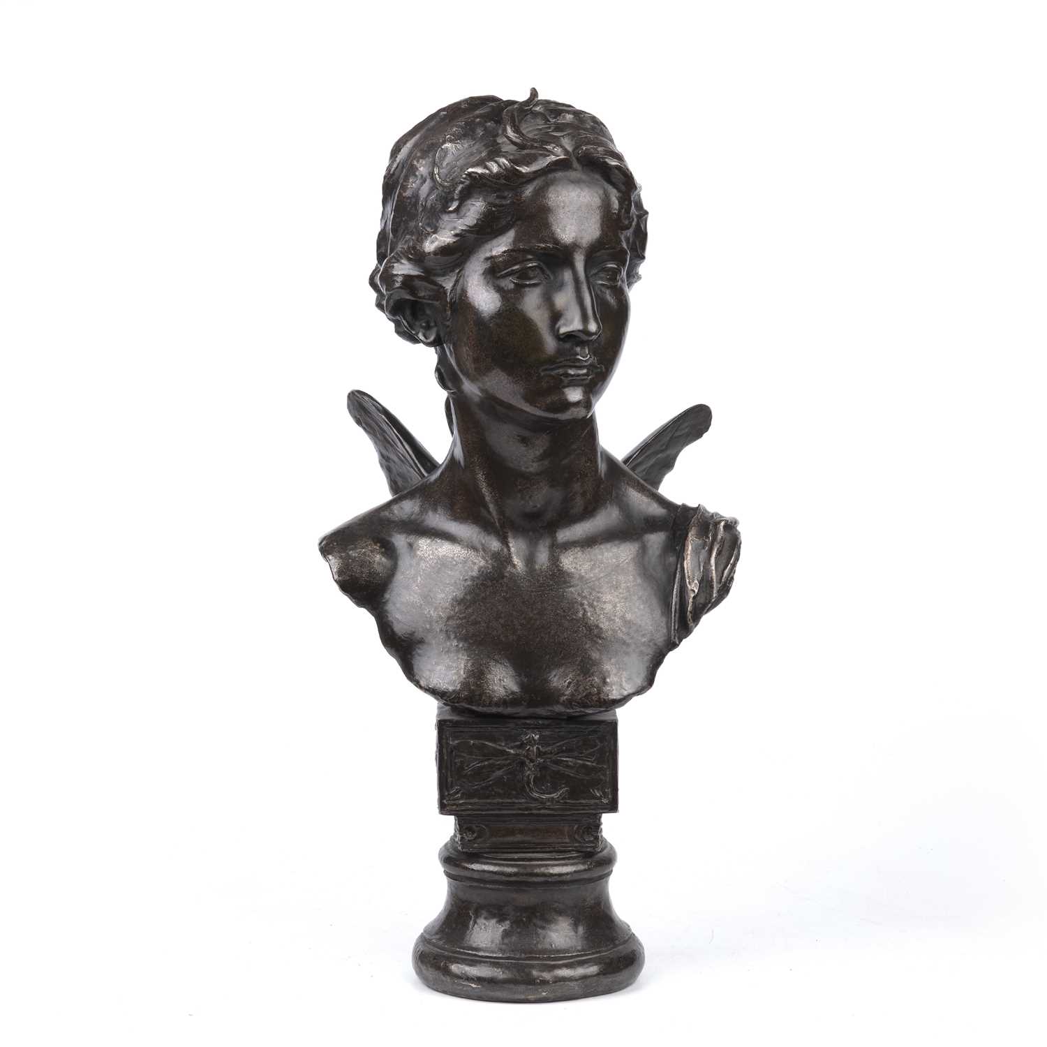 Lot 52 - An early 20th century bronzed steel head and...